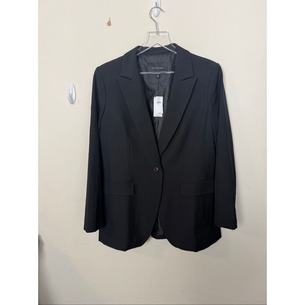 Banana Republic Black Structured Blazer Size 12 Tailored Workwear Career Jacket